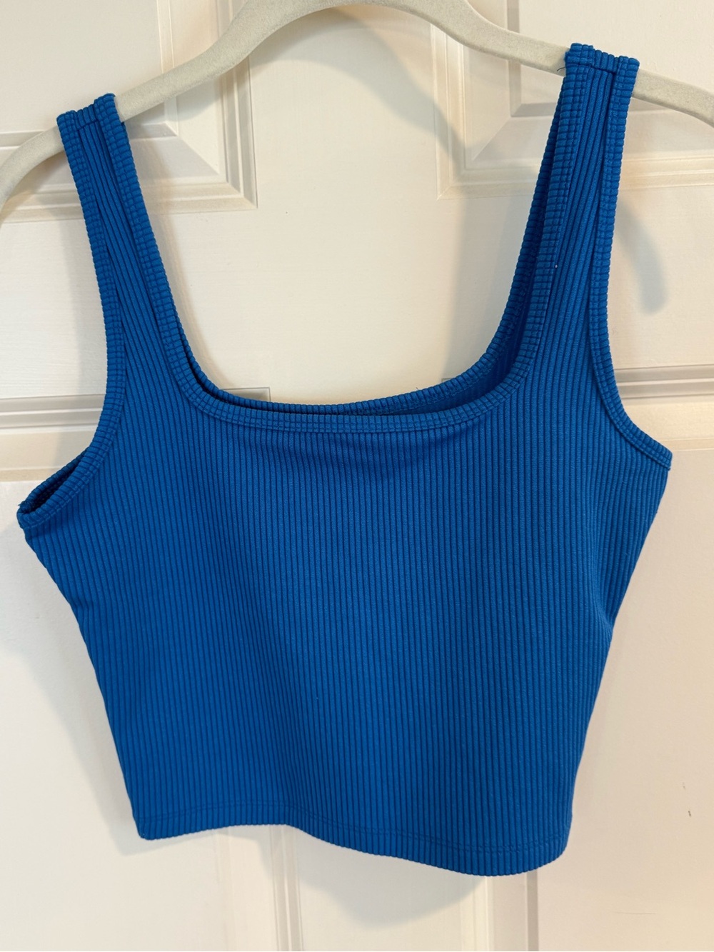Hollister Ribbed Square-Neck Cropped Tank - Royal Blue